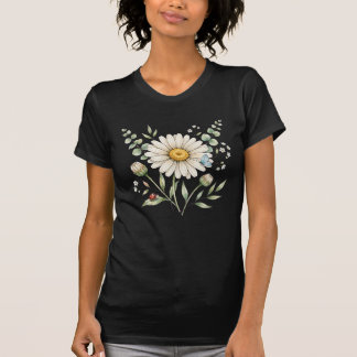 Camiseta Arte en Acuarela de Margarita Mariposa Azul Adorab