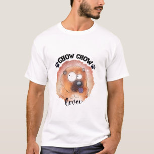 Camiseta Arte en Acuarela de Perro Esponjoso Amante de Chow