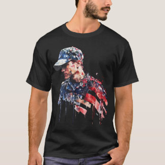 Camiseta Arte en Acuarela de Soldado Estadounidense Patriot