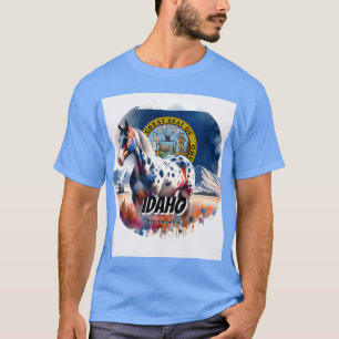 Camiseta Arte en Acuarela del Caballo Appaloosa del Estado 