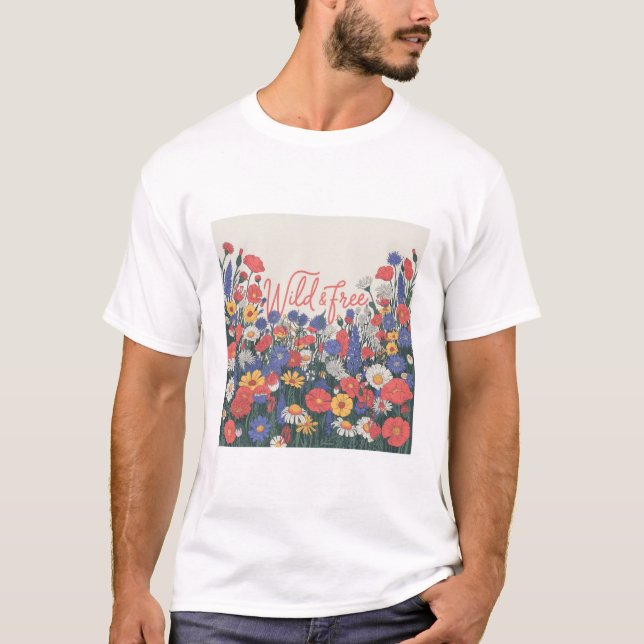 Camiseta Arte en el jardín de flores silvestres (Anverso)