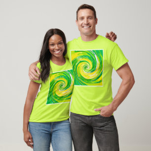 Camiseta Arte en espiral abstracto verde amarillo