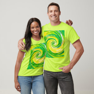 Camiseta Arte en espiral abstracto verde amarillo