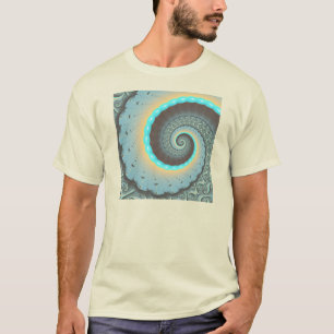 Camiseta Arte en espiral fractal abstracto azul turquesa na