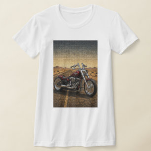 Camiseta Arte en mosaico de chopper en carretera escarlata