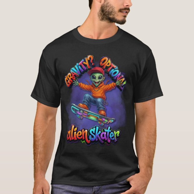 Camiseta Arte espacial de hoverboard de skater alienígena c (Anverso)