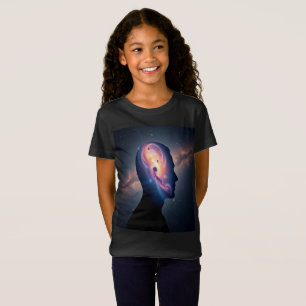 Camiseta Arte Espacial Silueta de Galaxia Cósmica para Niño