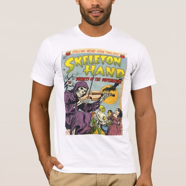 Camiseta Arte ESQUELÉTICO de la cubierta de cómic del (Anverso)