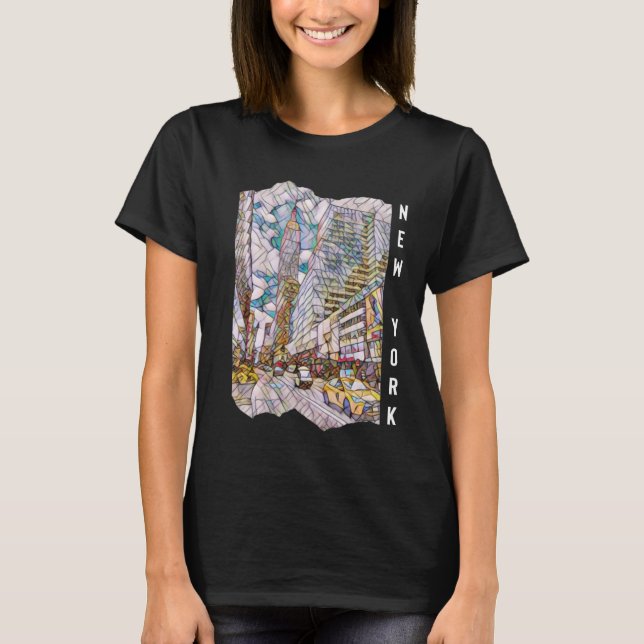 Camiseta Arte estético de mosaico en la ciudad de Nueva Yor (Anverso)
