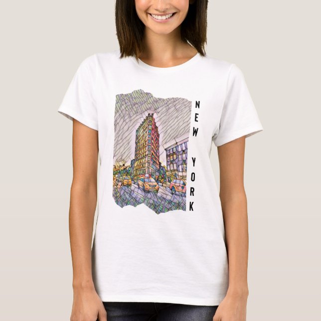 Camiseta Arte estético de mosaico en la ciudad de Nueva Yor (Anverso)