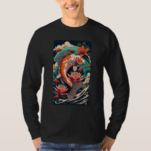 Camiseta Arte Estético Koi Fish Gráfico Samurai Japonés