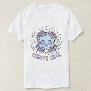 Camiseta Arte Estético Pastel Gótico Cráneo Floral Creepy C
