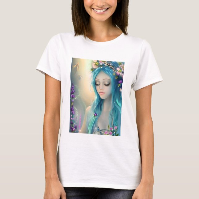 Camiseta Arte etéreo de fantasía | Hermosa hada azul (Anverso)