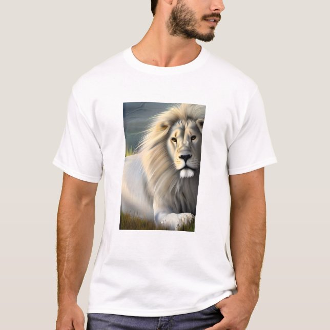 Camiseta Arte etéreo de León Majestuoso Blanco (Anverso)
