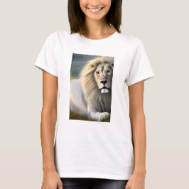 Camiseta Arte etéreo de León Majestuoso Blanco