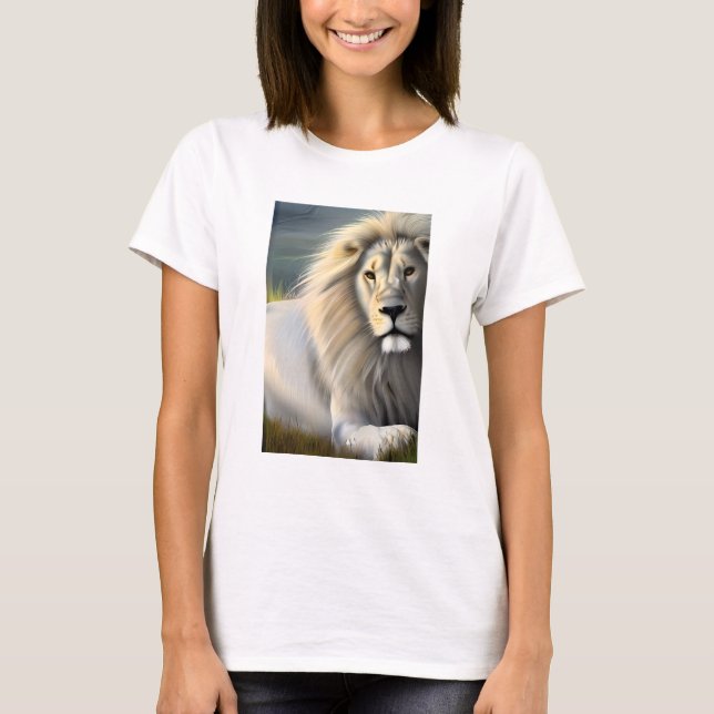 Camiseta Arte etéreo de León Majestuoso Blanco (Anverso)