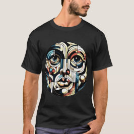 Camiseta arte facial abstracto con cubismo