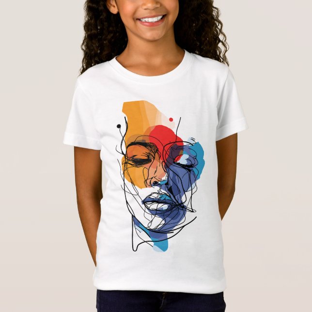 Camiseta Arte Facial de Línea Fluida Abstracta (Anverso)