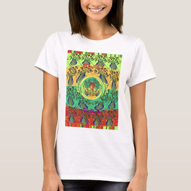Camiseta Arte floral abstracto vibrante (Anverso)