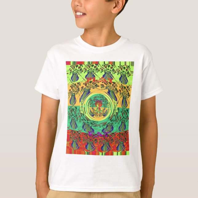 Camiseta Arte floral abstracto vibrante (Anverso)