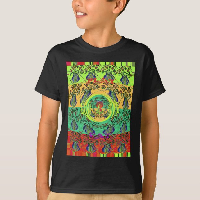 Camiseta Arte floral abstracto vibrante (Anverso)