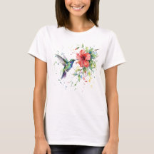 Arte floral acuarela de pájaro colibrí colorido de