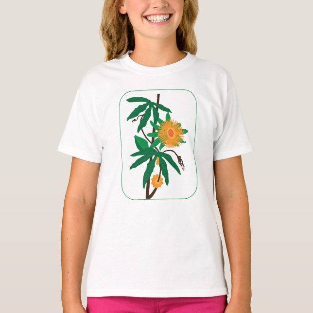 Camiseta Arte floral con flores naranjas (Anverso)