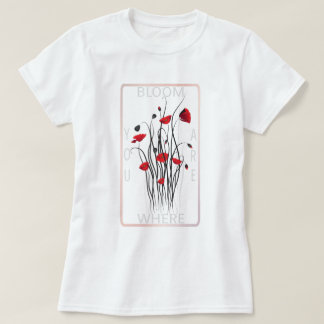 Camiseta Arte floral de amapola roja florecida Bloom