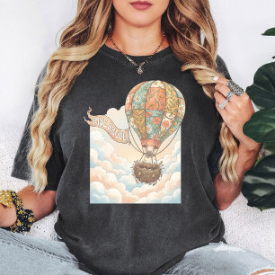 Camiseta Arte Floral de Globo Aerostático 'Elevarse Sobre'