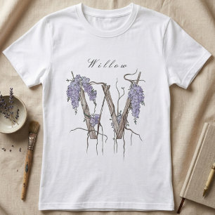 Camiseta Arte floral de la elegante wisteria de sauce con m
