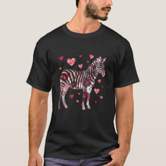 Camiseta Arte floral del Día de San Valentín de cebra para