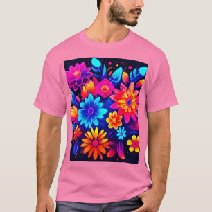 Camiseta Arte floral neón vibrante