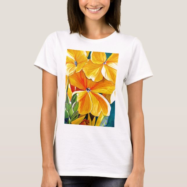 Camiseta Arte floral original acuarela floral (Anverso)