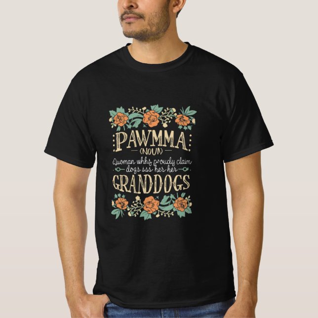 Camiseta Arte floral Pawma Noun Definición Mama Grandma Dog (Anverso)
