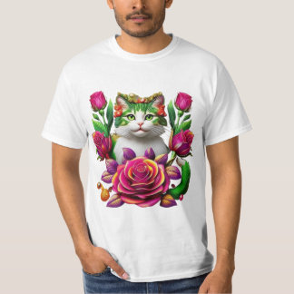 Camiseta Arte Floral Real Gato