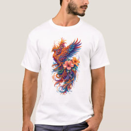Camiseta Arte floral vibrante de fénix – Mítica colorida