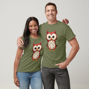 Camiseta Arte Folclórico Búho Parche Cottagecore