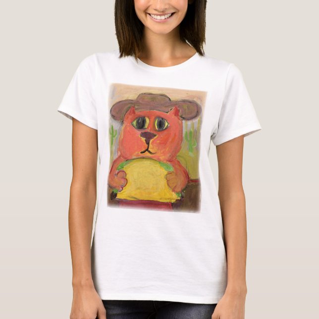Camiseta Arte folclórico del gato del taco de Texas (Anverso)