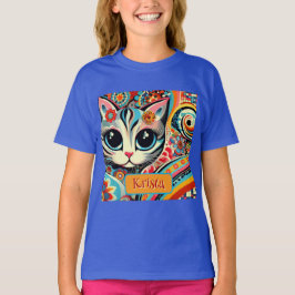 Camiseta Arte folclórico mexicano abstracto de gato gatito 