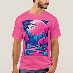 Camiseta Arte forestal iluminado por luna rosa