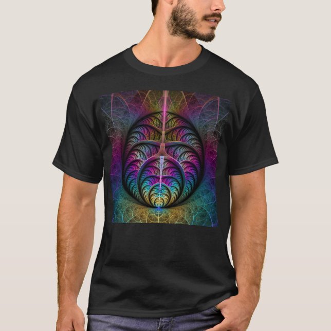 Camiseta Arte fractal colorido con estampado trippy (Anverso)
