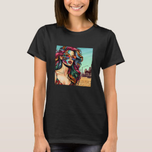 Camiseta Arte fracturado   Mujer abstracta en la playa