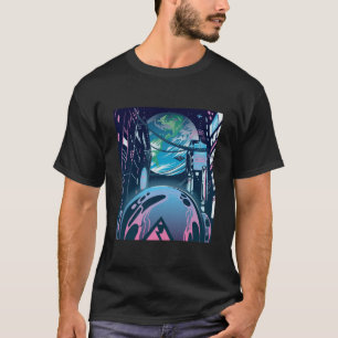Camiseta Arte futurista de ciudad cyberpunk neón por la noc