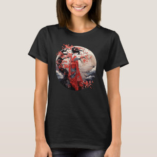 Camiseta Arte geisha japonés imprime belleza kimono tradici