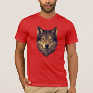 Camiseta Arte geométrico de cabeza de lobo poligonal en ton