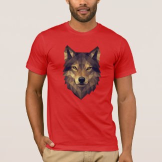 Camiseta Arte geométrico de cabeza de lobo poligonal en ton