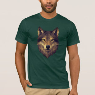 Camiseta Arte geométrico de cabeza de lobo poligonal en ton