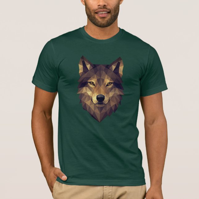 Camiseta Arte geométrico de cabeza de lobo poligonal en ton (Anverso)