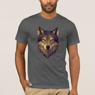 Camiseta Arte geométrico de cabeza de lobo poligonal en ton