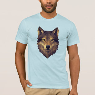 Camiseta Arte geométrico de cabeza de lobo poligonal en ton